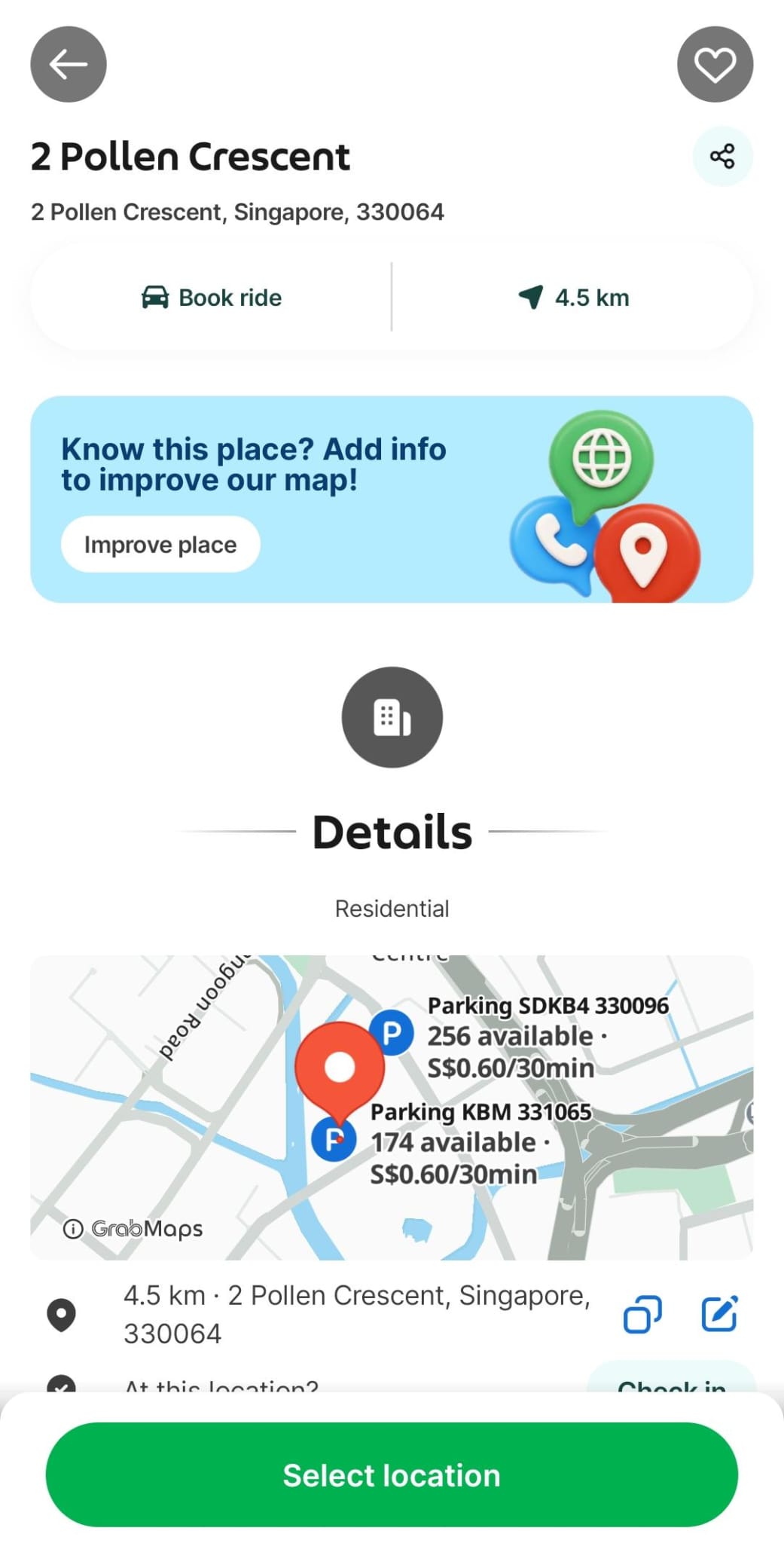 Google Maps / Grab / foodpanda address registration for the new estate