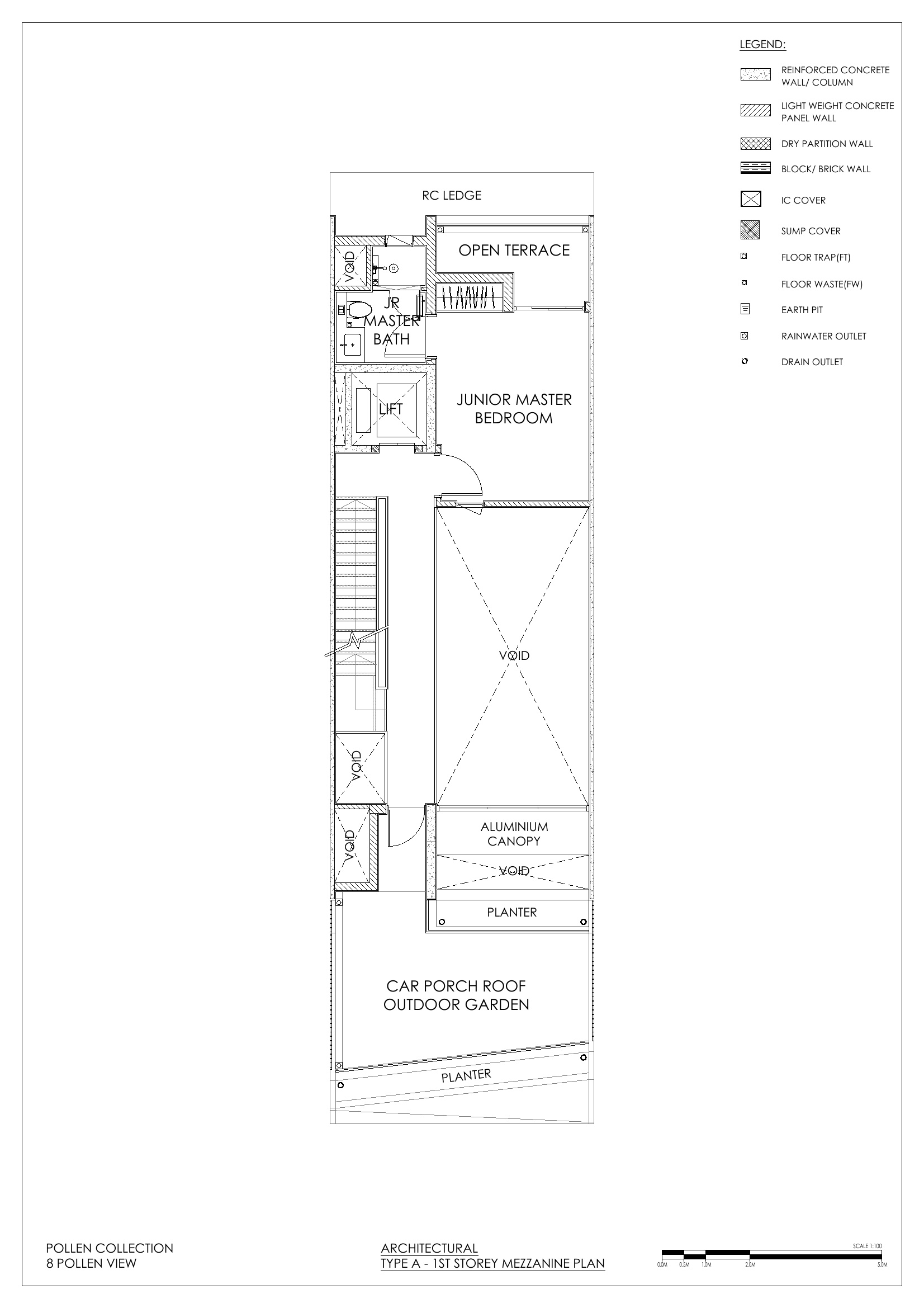 1st Storey Mezzanine (Junior Master Bedroom + bath, car porch roof outdoor garden)