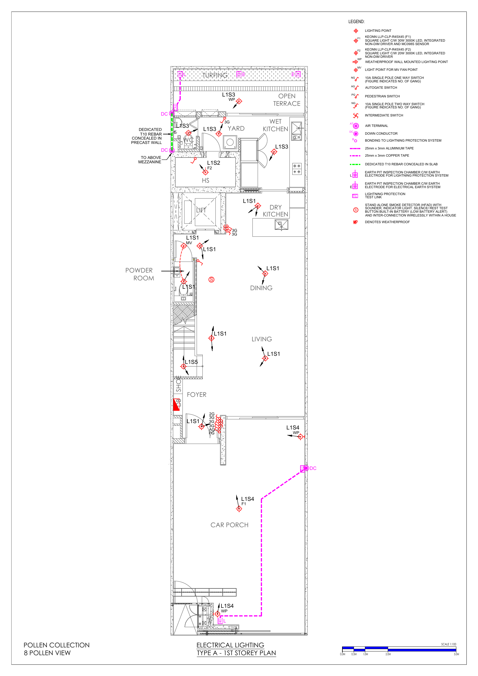 1st Storey (living/dining/kitchen lights, auto-gate & pedestrian gate switches, smoke detector)