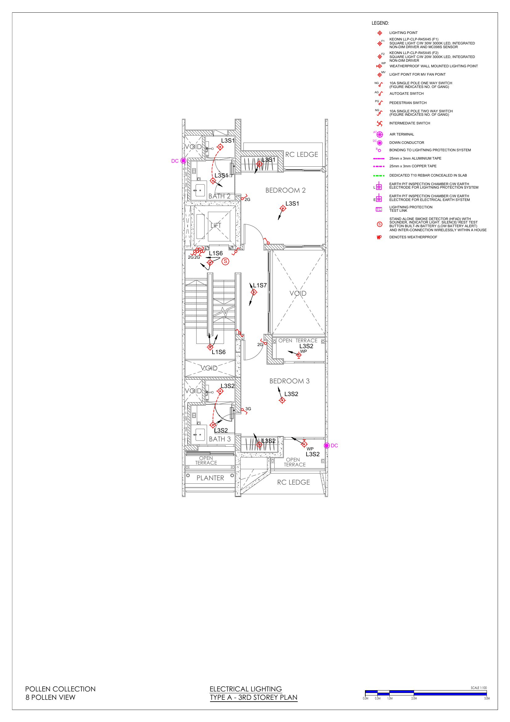 3rd Storey (Bedroom 2, Bedroom 3, smoke detector)