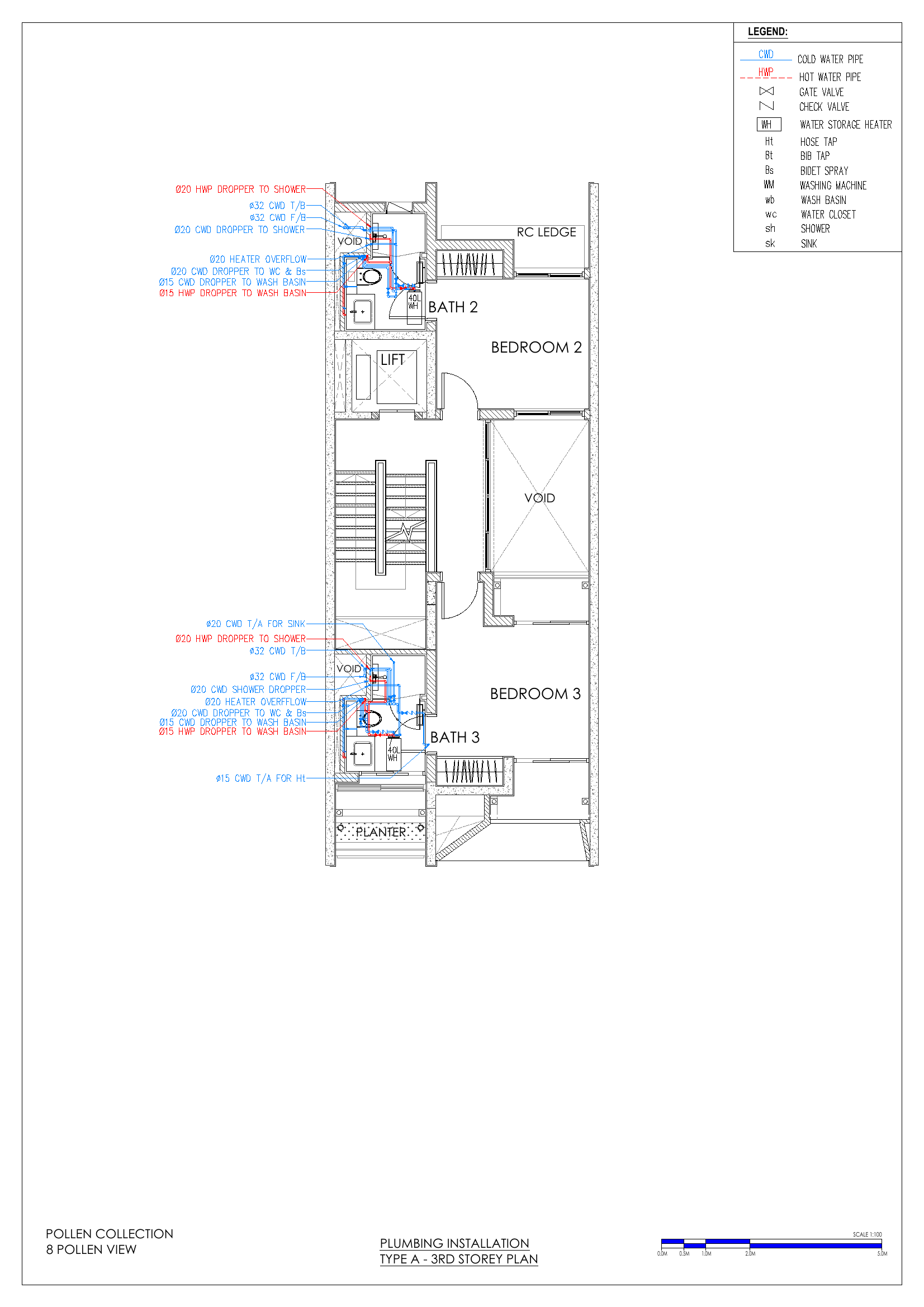 3rd Storey (Bath 2 and Bath 3 water heaters)