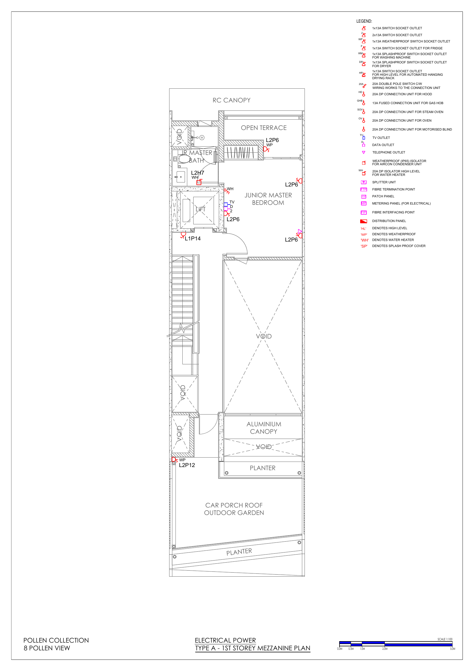 1st Storey Mezzanine (Junior Master Bedroom sockets + its water heater isolator)