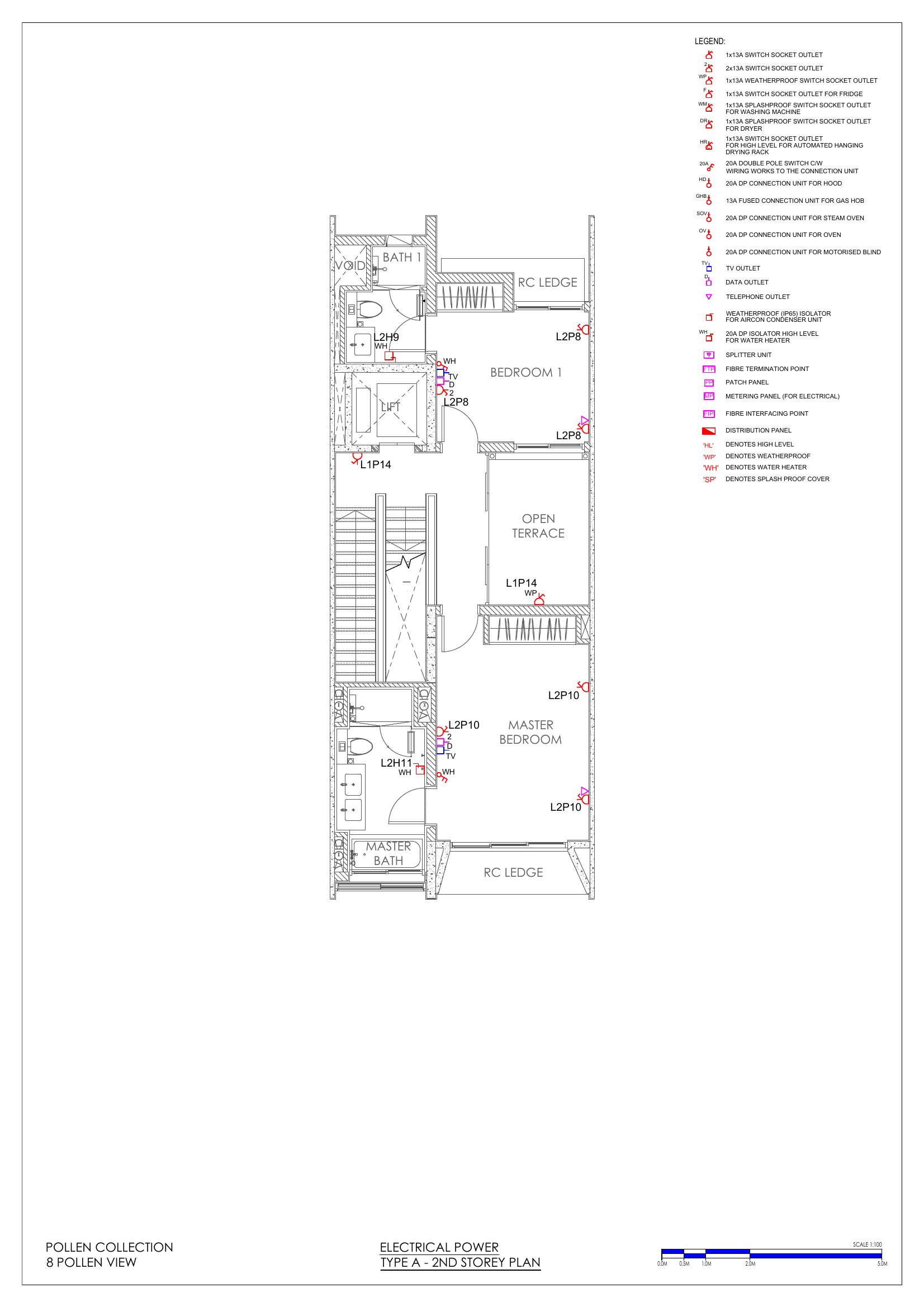 2nd Storey (Bedroom 1 & Master Bedroom sockets + water heater isolators)