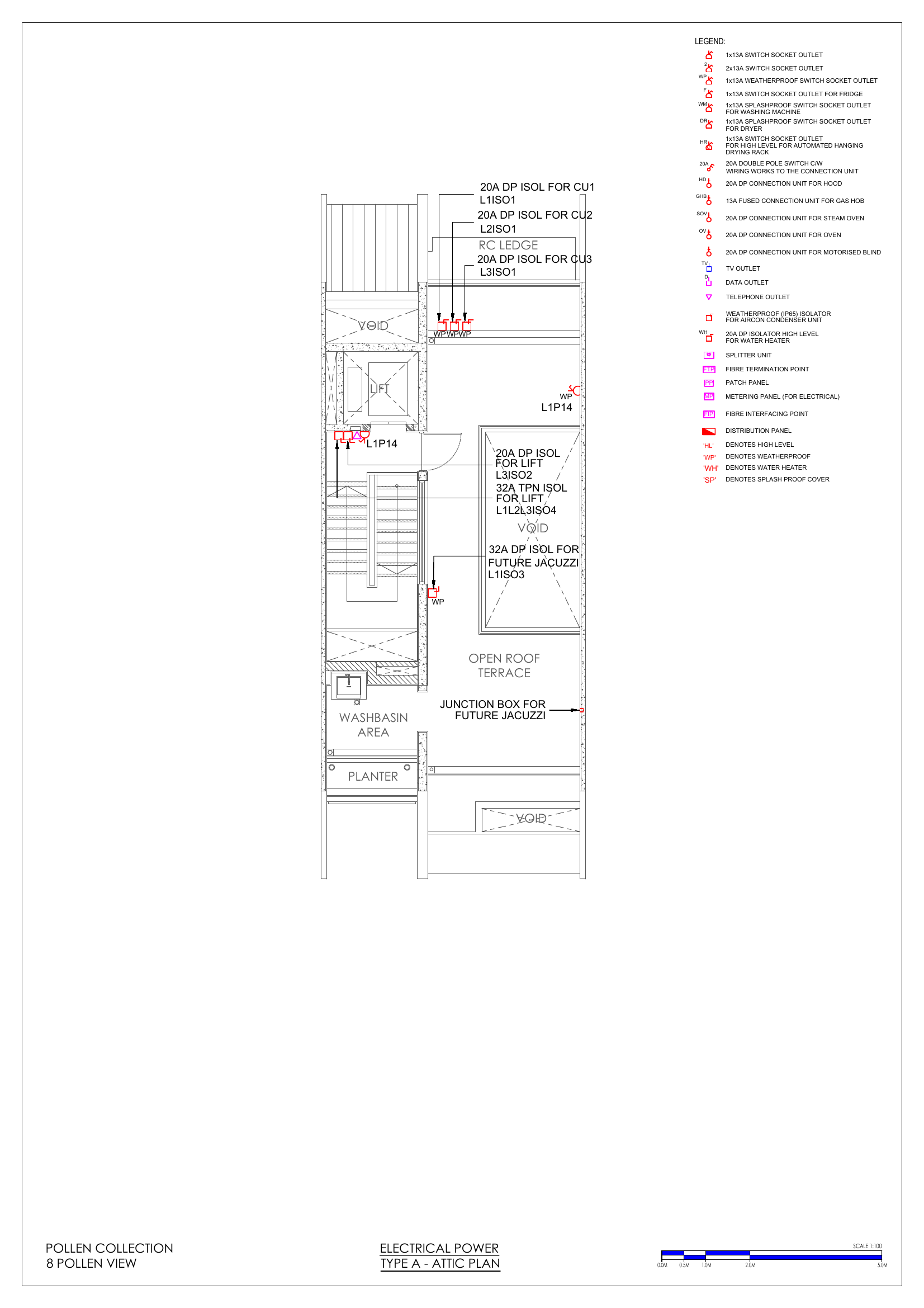 Attic (condenser unit isolators, lift isolators, and a pre-wired-but-unused jacuzzi provision)