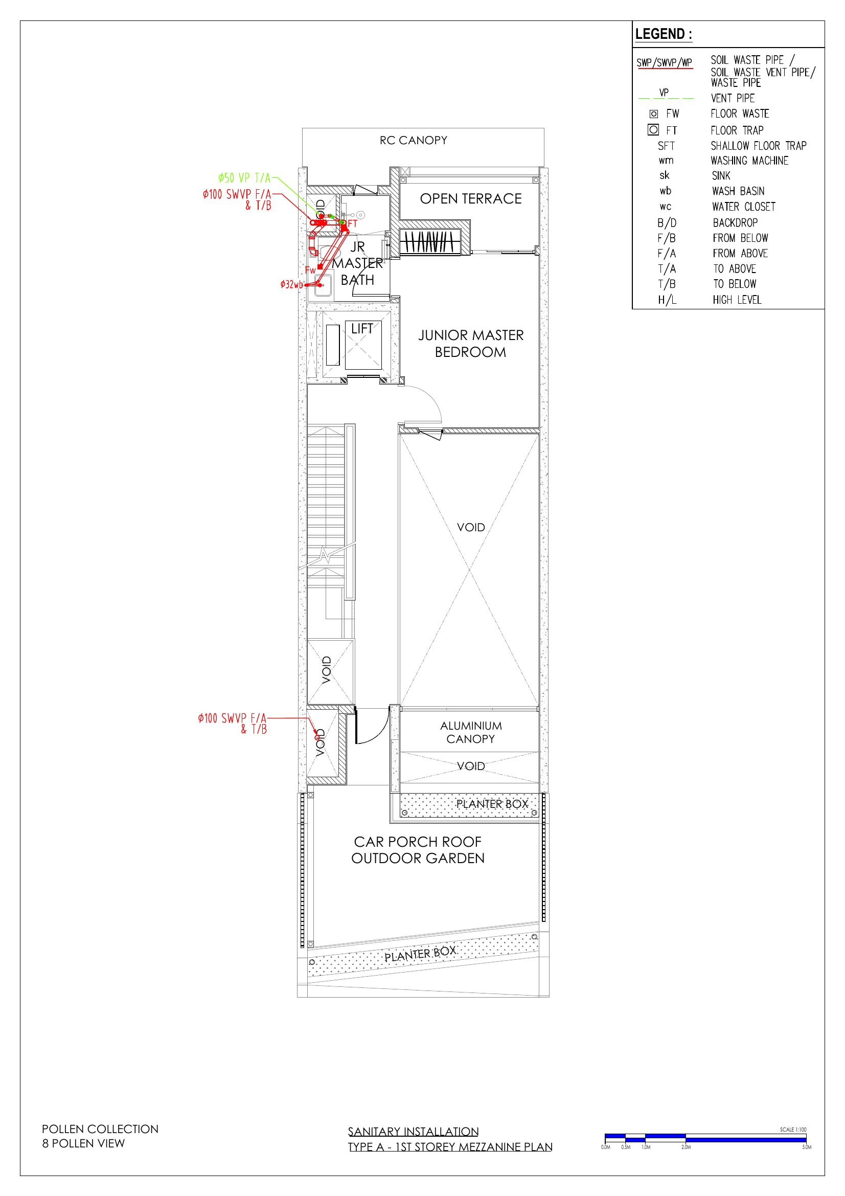 1st Storey Mezzanine (Junior Master Bath drainage)