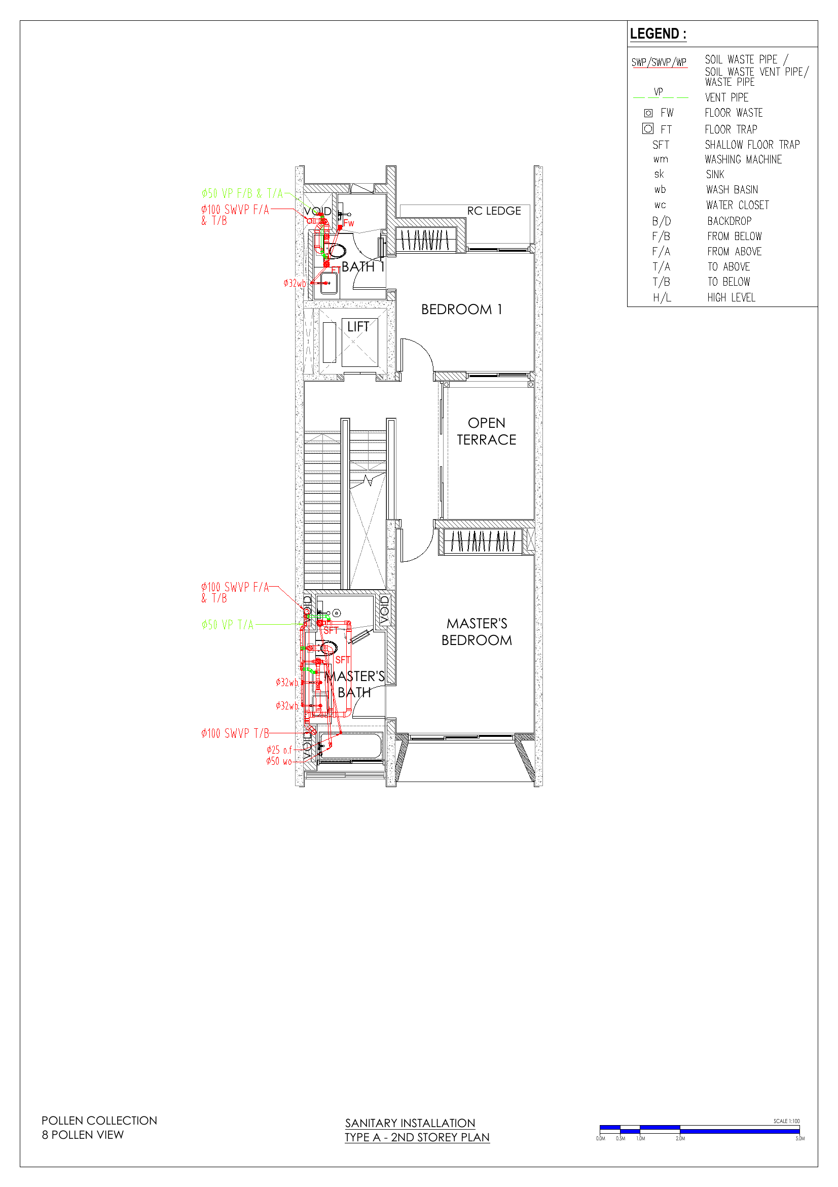 2nd Storey (Bath 1 and Master's Bath drainage)